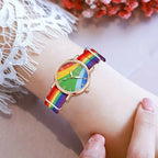 Montre pour femme à quartz, style bohème, arc-en-ciel