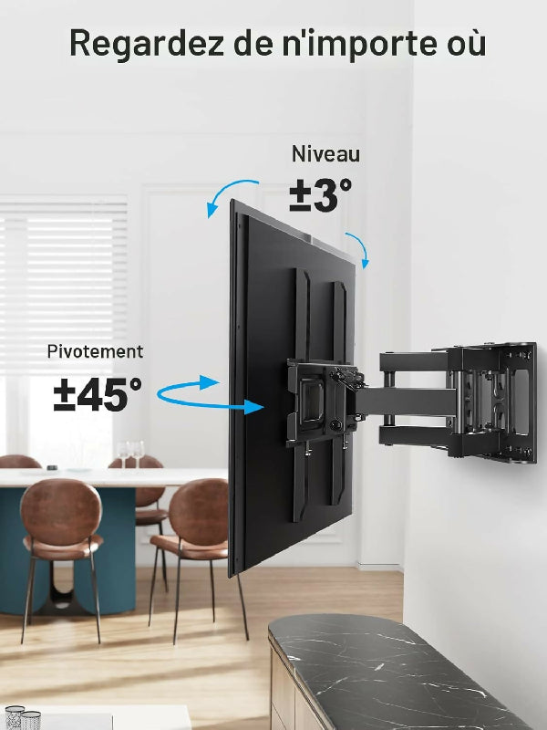 Support mural à mouvement pour téléviseurs de 26 à 65 pouces