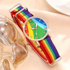 Montre pour femme à quartz, style bohème, arc-en-ciel