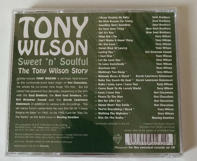 Tony Wilson Sweet'n'Soulful The Tony Wilson Story 70's CD