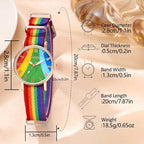 Montre pour femme à quartz, style bohème, arc-en-ciel