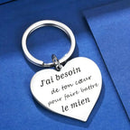 Porte-clés en inox 'J'ai besoin de ton coeur'