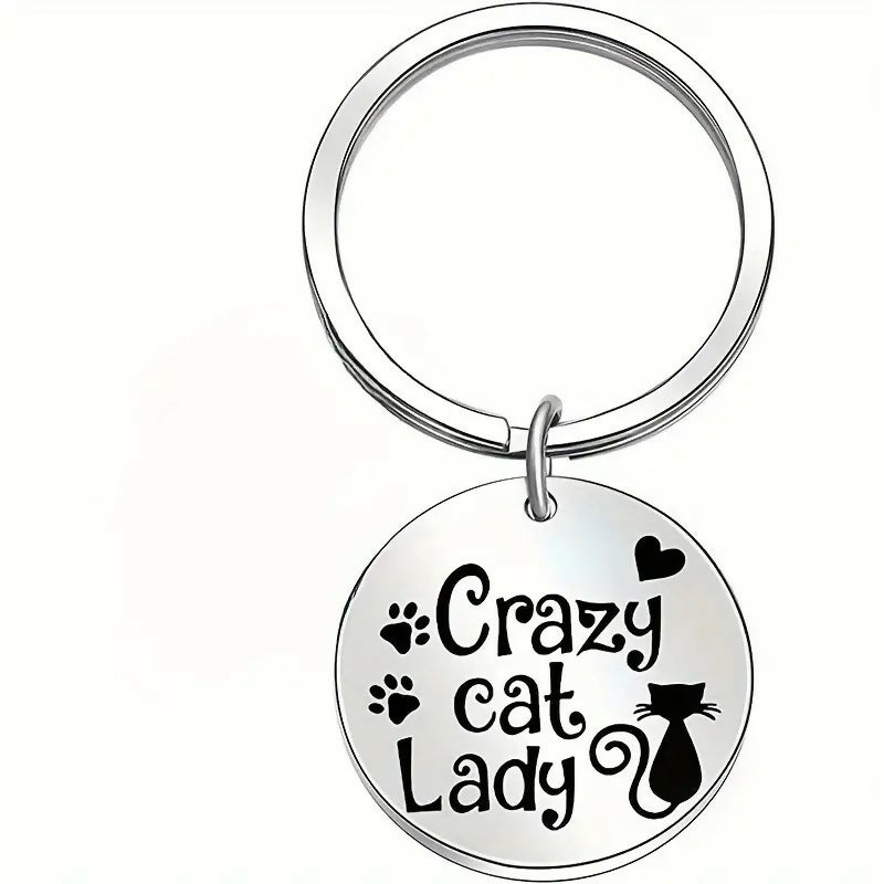 Porte clés avec inscription 'Crazy cat lady'