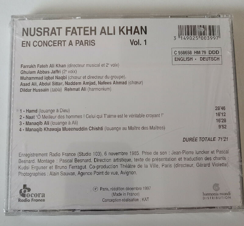 Pakistan Vol.1 Nusrat Fateh Ali Khan Concert à Paris CD