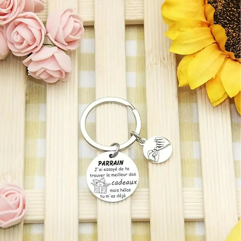 Porte-clés avec inscription 'Parrain'
