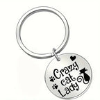 Porte clés avec inscription 'Crazy cat lady'