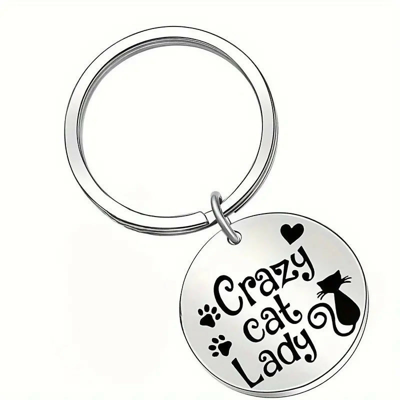 Porte clés avec inscription 'Crazy cat lady'